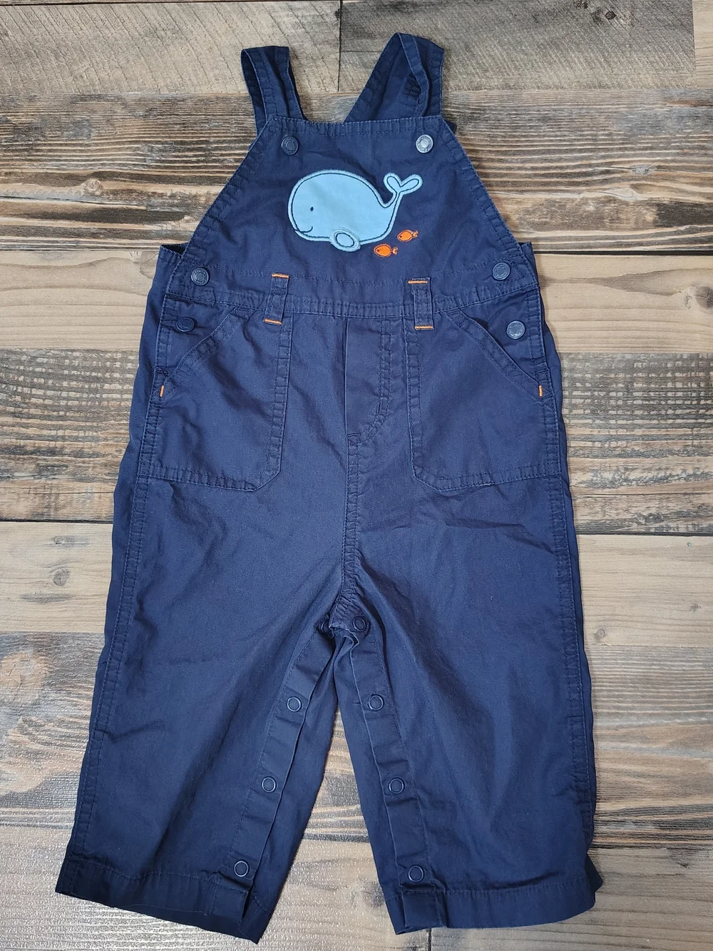 Carter's Navy Blue Whale Overalls • Size 12M • Excellent Condition